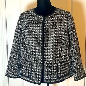 Talbots Black & White Tweed Wool Suit Jacket & Skirt Jacket 12WP & Skirt 16WP